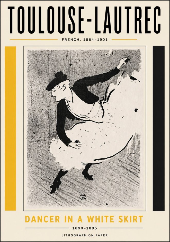 Toulouse-Lautrec Dancer in a White Skirt No5 - Póster