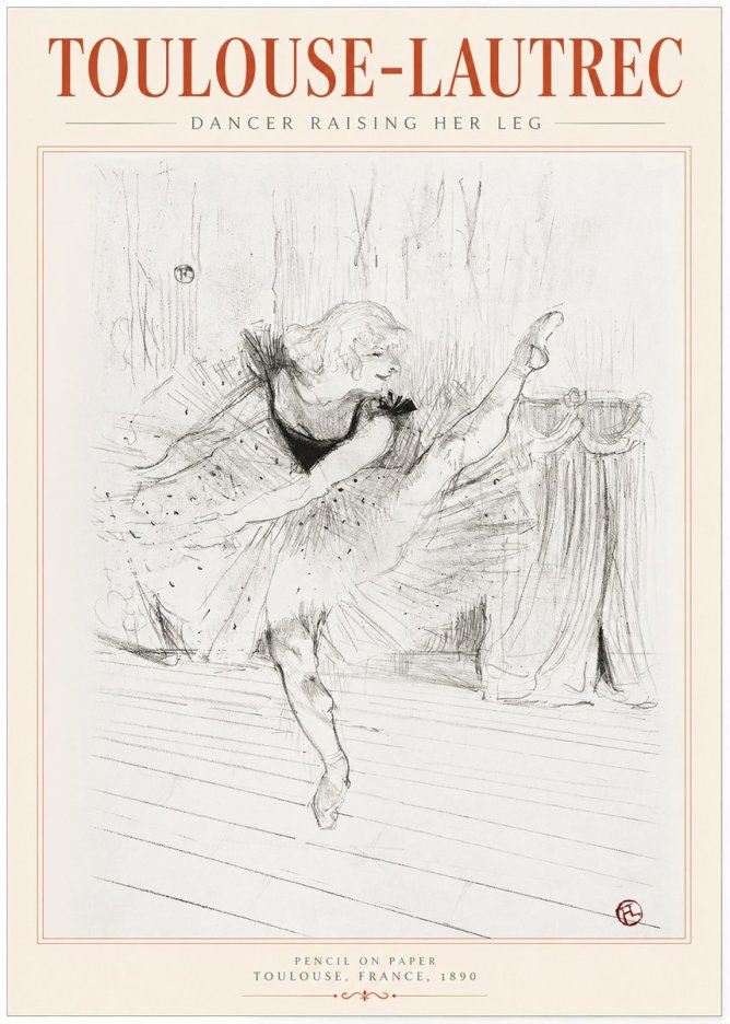 Toulouse-Lautrec Dancer Raising Her Leg No1 - Póster
