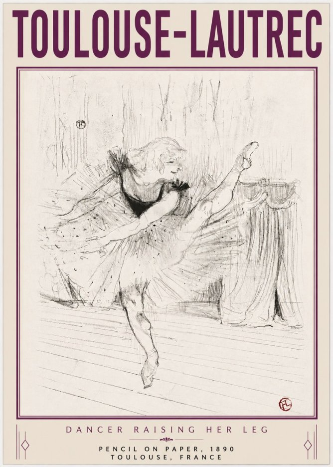 Toulouse-Lautrec Dancer Raising Her Leg No4 - Póster