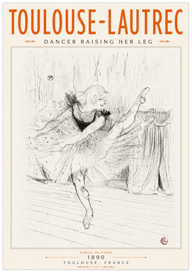 Toulouse-Lautrec Dancer Raising Her Leg No6 - Póster