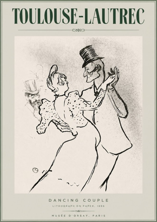 Toulouse-Lautrec Dancing Couple No2 - Póster
