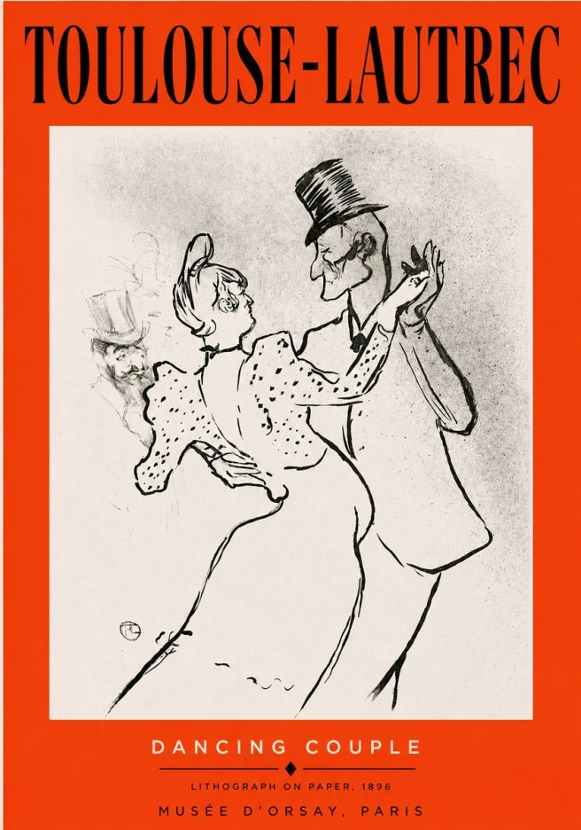 Toulouse-Lautrec Dancing Couple No3 - Póster