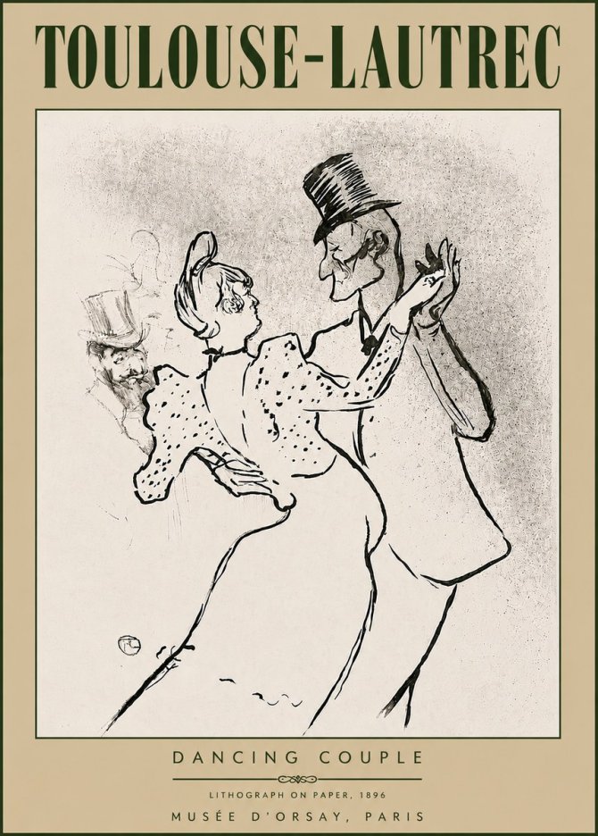 Toulouse-Lautrec Dancing Couple No6 - Póster