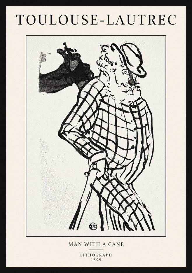 Toulouse-Lautrec Man with a Cane No1 - Póster