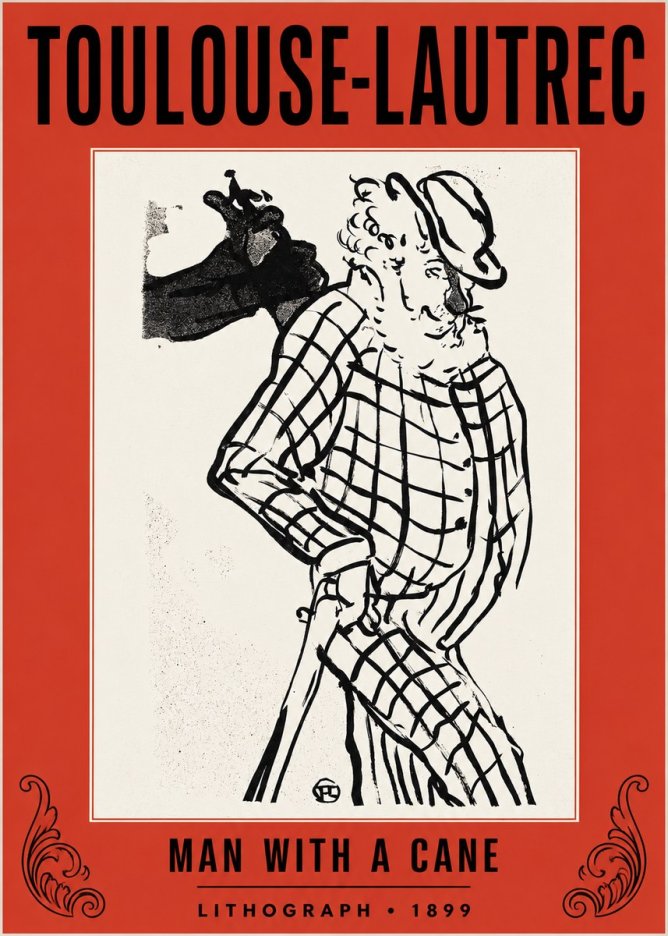 Toulouse-Lautrec Man with a Cane No2 - Póster