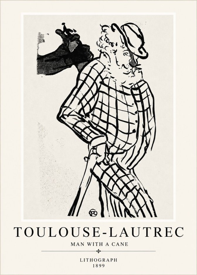 Toulouse-Lautrec Man with a Cane No4 - Póster