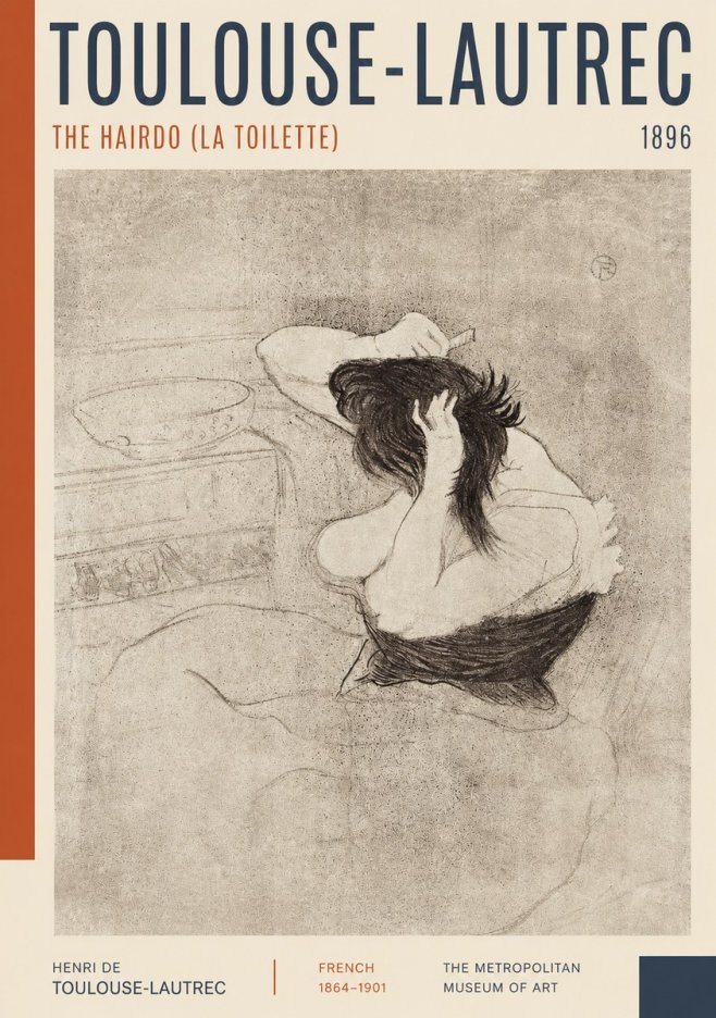 Toulouse-Lautrec The Hairdo (La Toilette) No2 - Póster