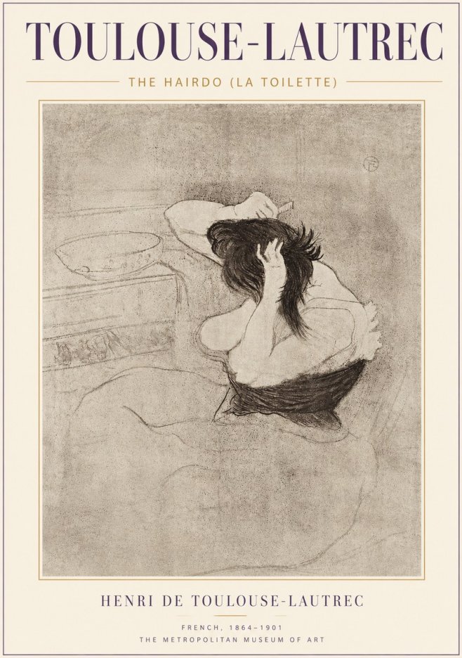 Toulouse-Lautrec The Hairdo (La Toilette) No4 - Póster