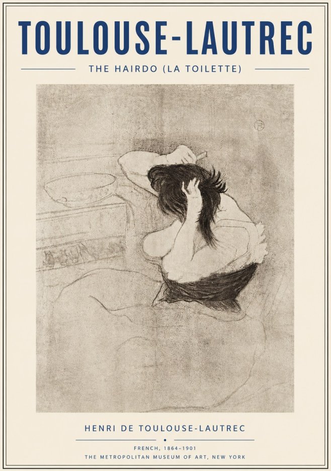 Toulouse-Lautrec The Hairdo (La Toilette) No6 - Póster