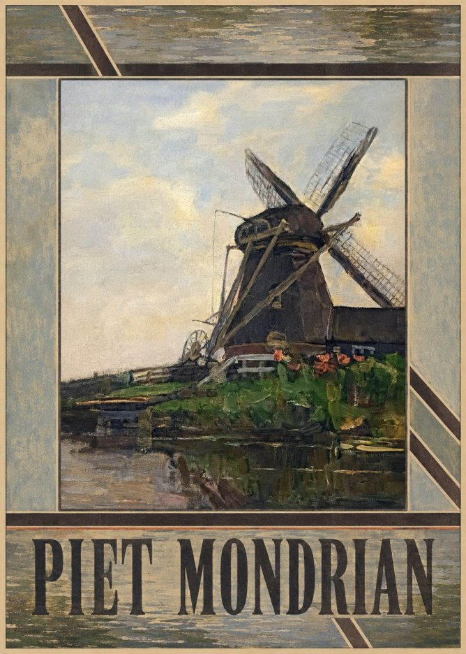 Piet Mondrian Windmill by the Water I No5 - Póster