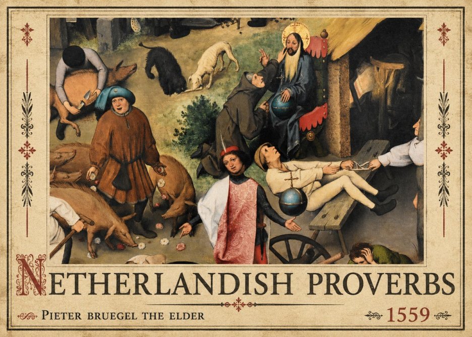 Pieter Bruegel Netherlandish Proverbs IV No2 - Póster