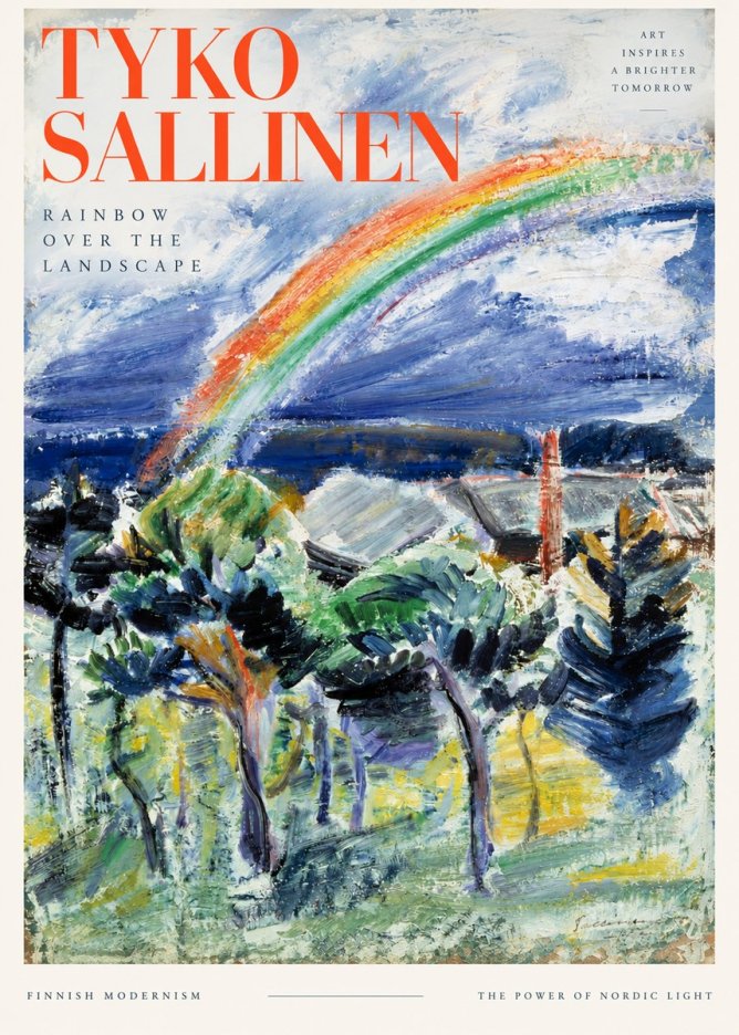 Tyko Sallinen Rainbow over the Landscape No3 - Póster