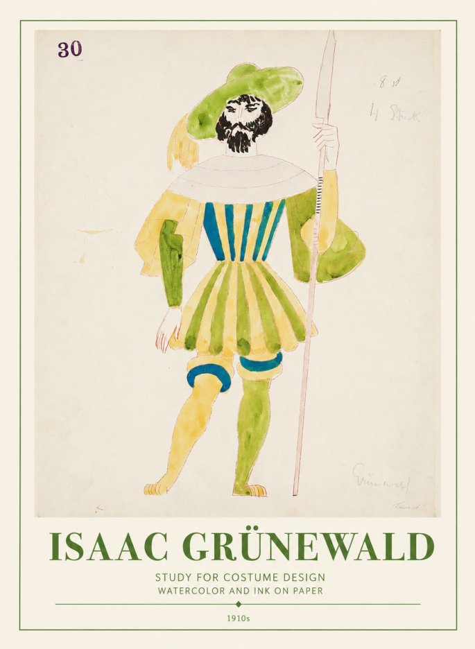 Isaac Grünewald Study for Costume Design No1 - Póster