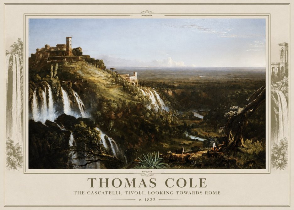 Thomas Cole The Cascatelli, Tivoli, Looking Towards Rome No3 - Póster