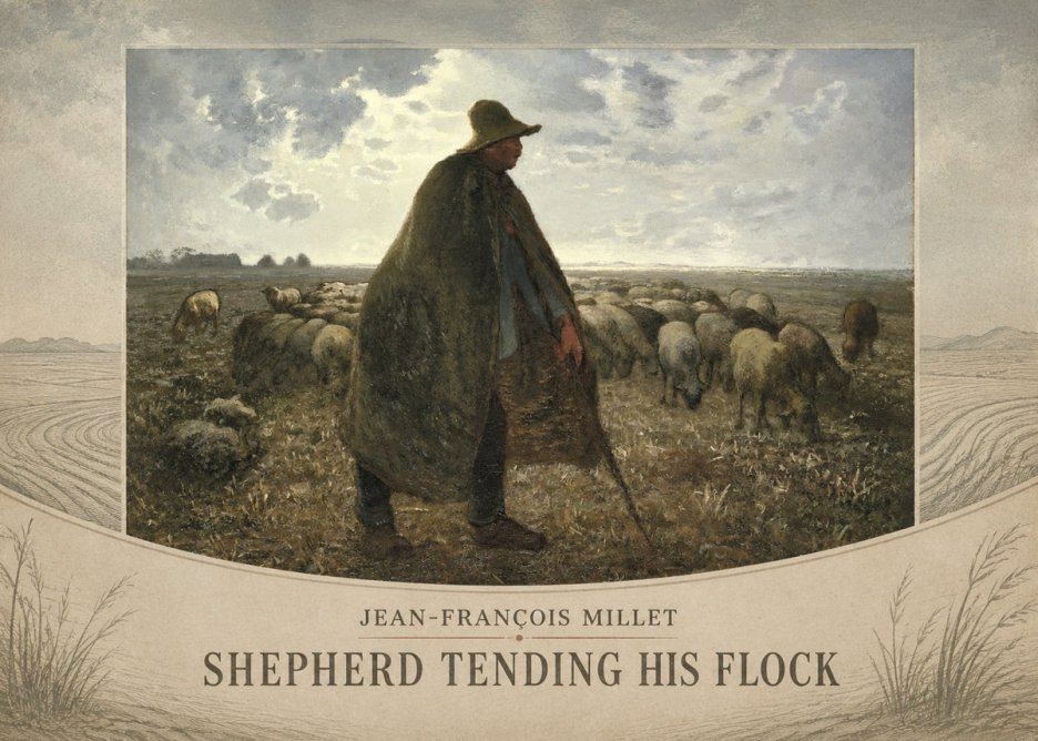 Jean-François Millet Shepherd Tending His Flock No3 - Póster