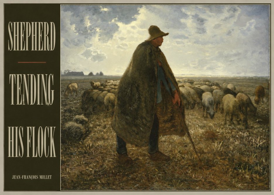 Jean-François Millet Shepherd Tending His Flock No4 - Póster
