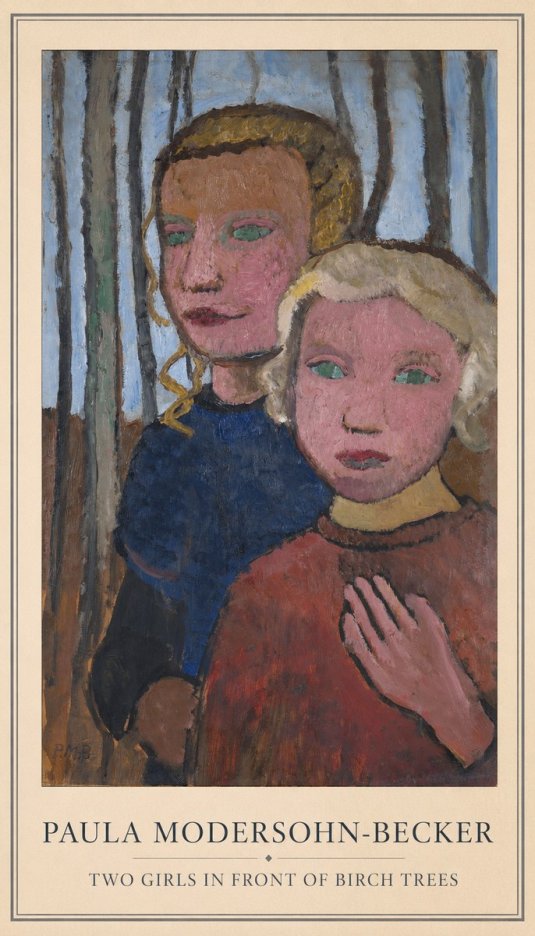 Paula Modersohn-Becker Two Girls in Front of Birch Trees No4 - Póster