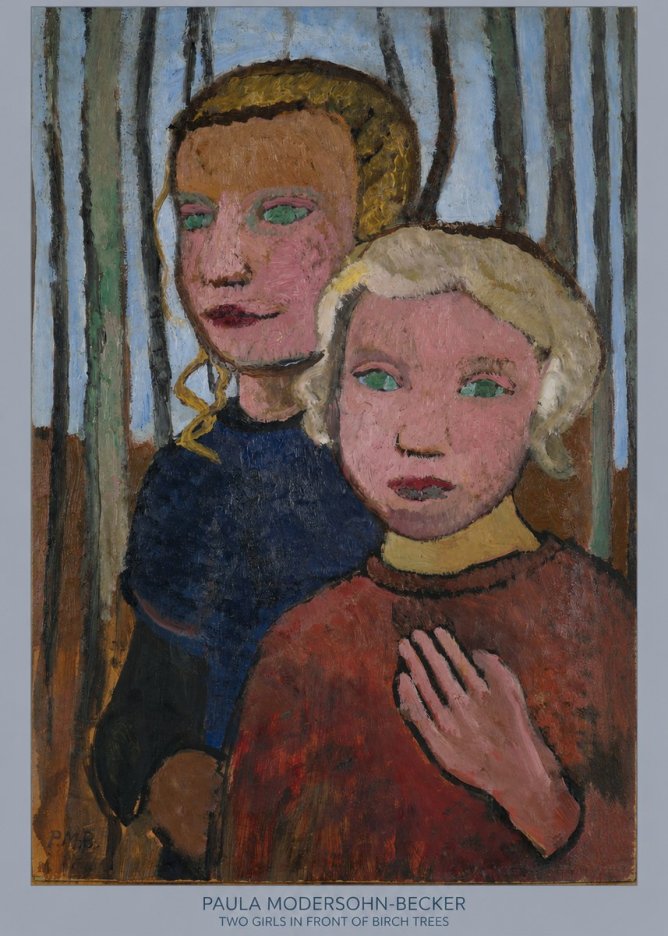 Paula Modersohn-Becker Two Girls in Front of Birch Trees No6 - Póster