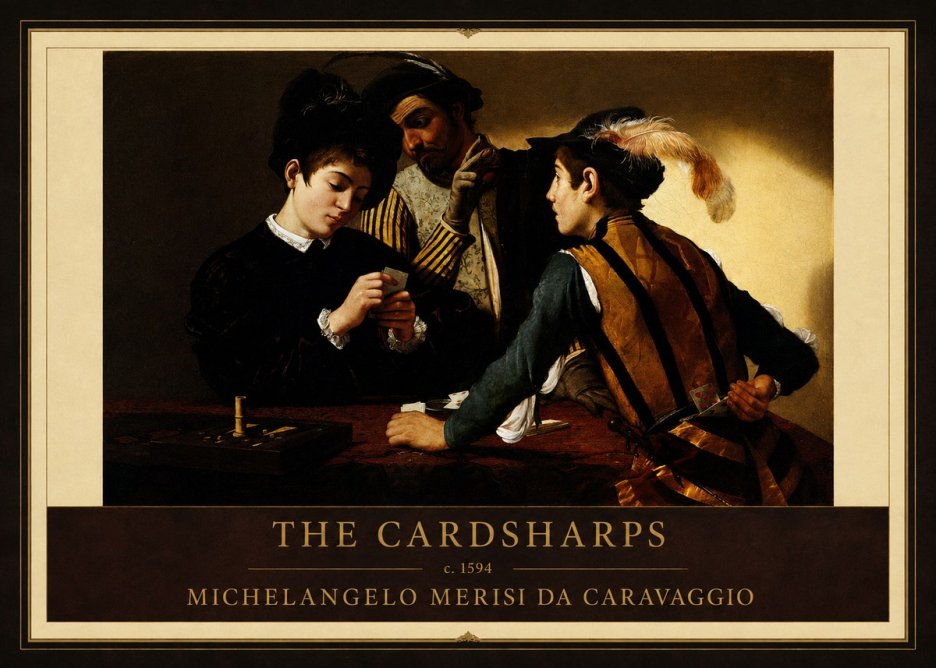 Michelangelo Merisi da Caravaggio The Cardsharps II No1 - Póster