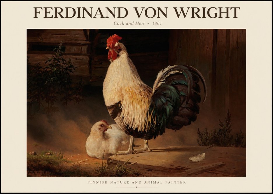 Ferdinand von Wright Cock and Hen No1 - Póster