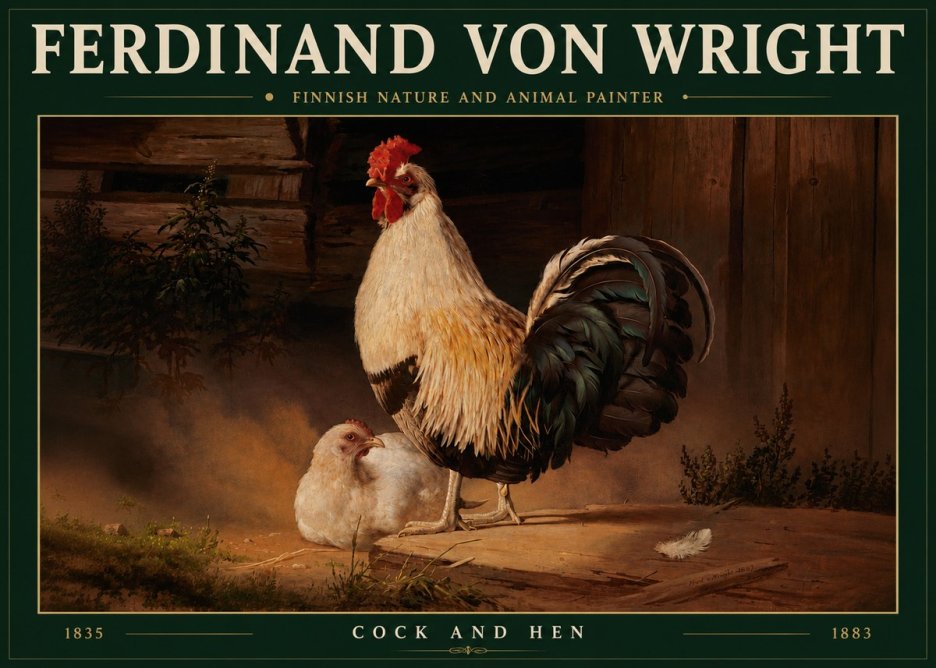 Ferdinand von Wright Cock and Hen No3 - Póster