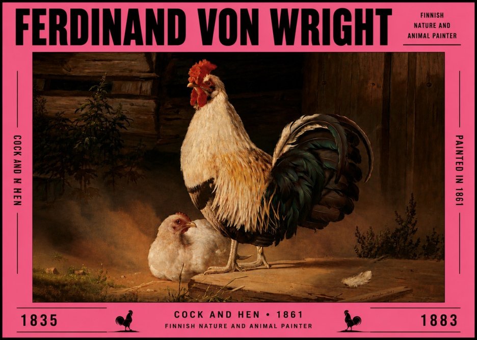 Ferdinand von Wright Cock and Hen No5 - Póster