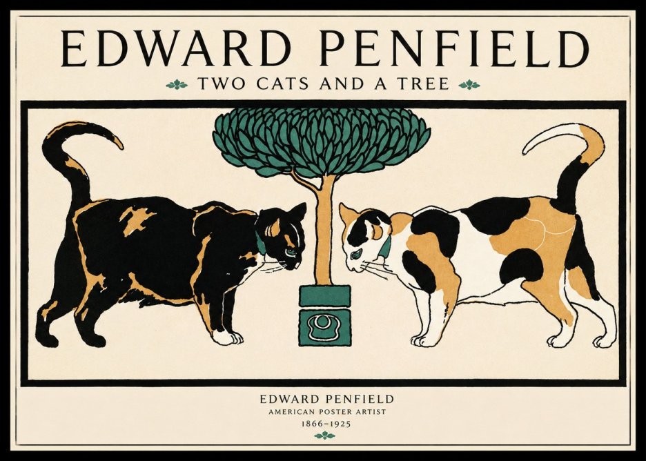 Edward Penfield Two Cats and a Tree No1 - Póster