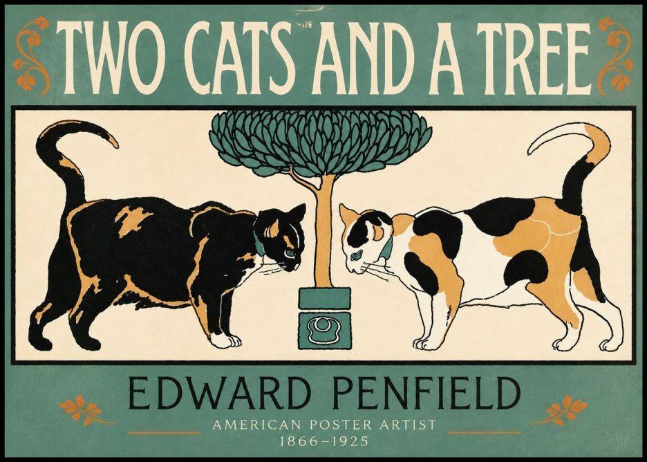 Edward Penfield Two Cats and a Tree No3 - Póster