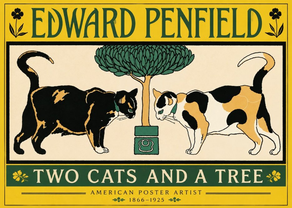 Edward Penfield Two Cats and a Tree No4 - Póster