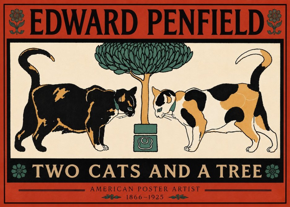 Edward Penfield Two Cats and a Tree No6 - Póster