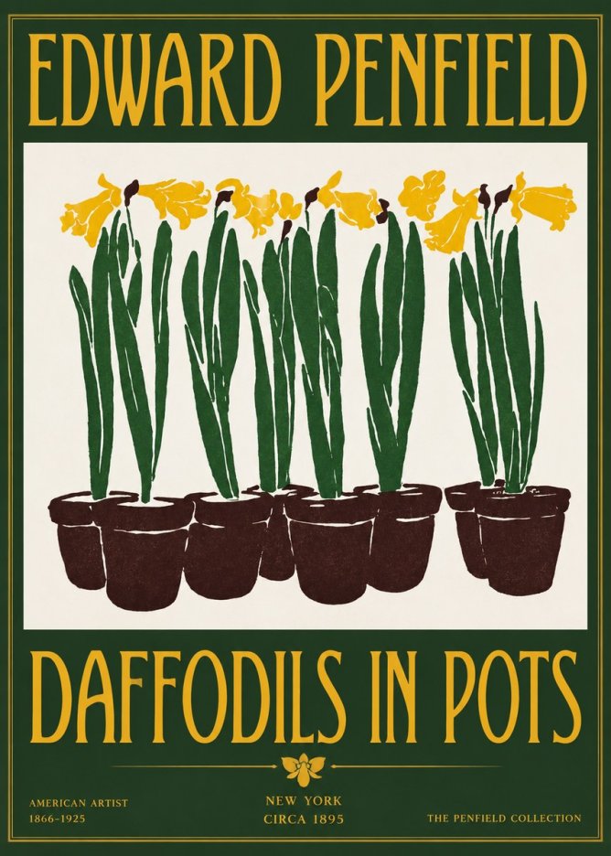 Edward Penfield Daffodils in Pots No2 - Póster
