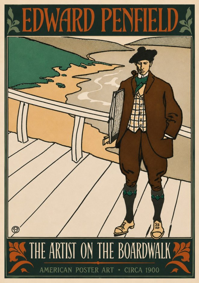 Edward Penfield The Artist on the Boardwalk No4 - Póster