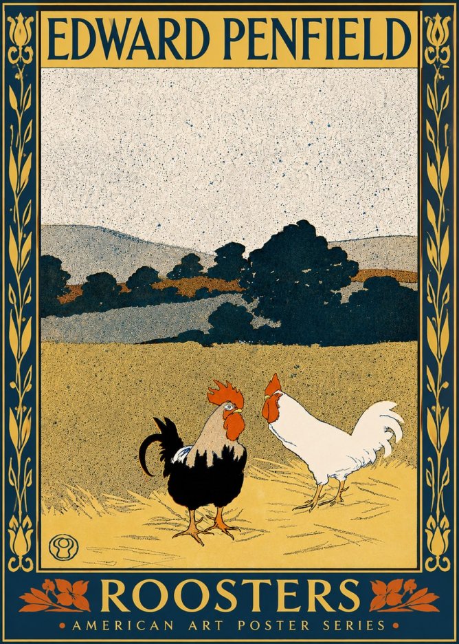 Edward Penfield Roosters No5 - Póster