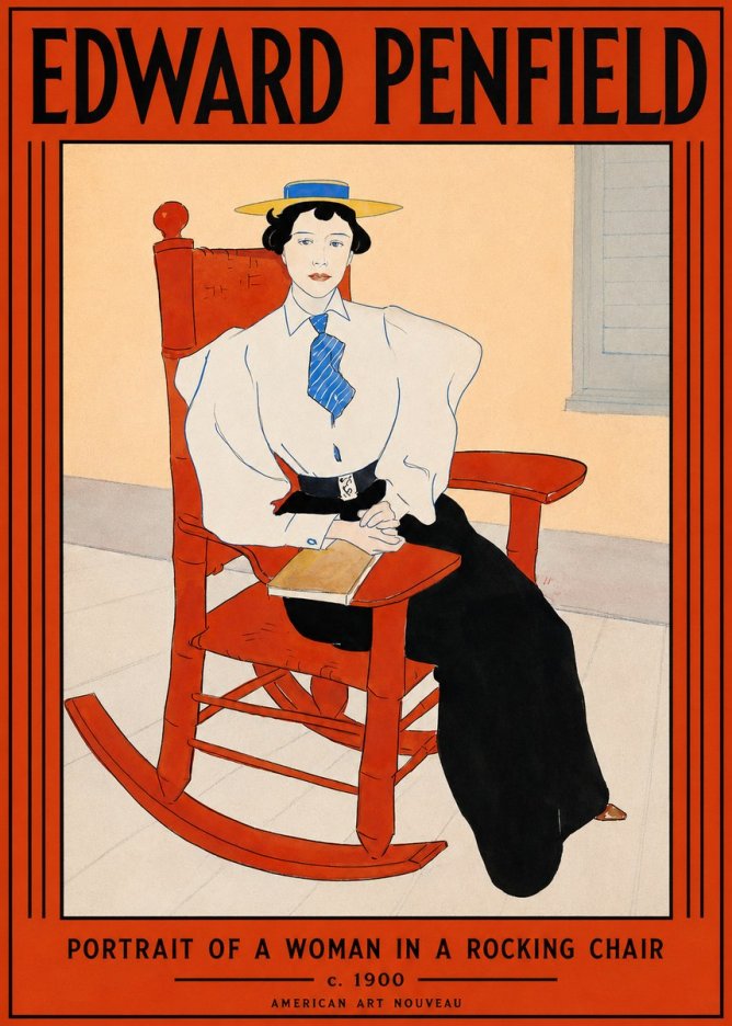 Edward Penfield Portrait of a Woman in a Rocking Chair No2 - Póster