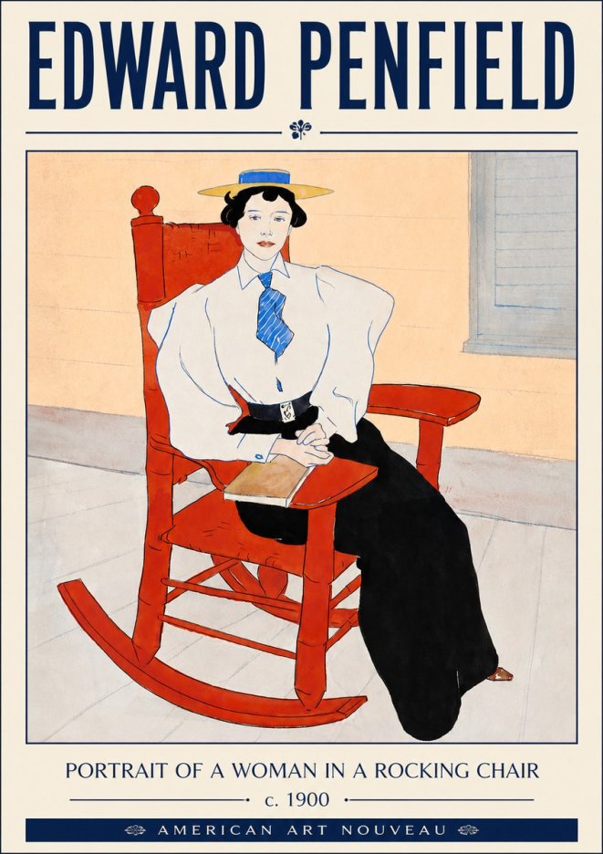 Edward Penfield Portrait of a Woman in a Rocking Chair No4 - Póster