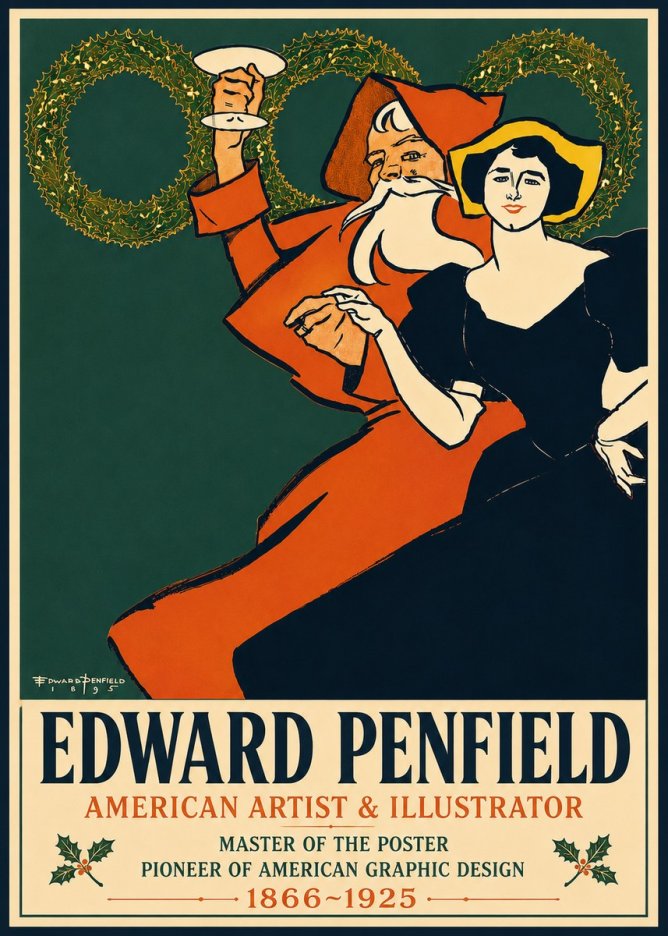 Edward Penfield Christmas. Cheer No5 - Póster