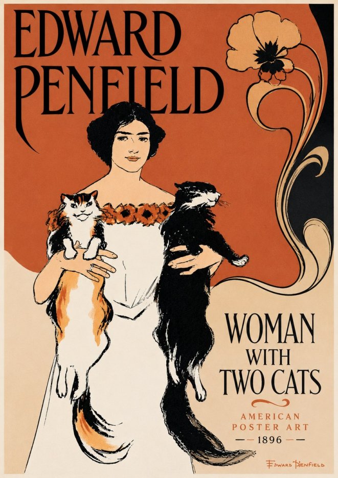 Edward Penfield Woman with Two Cats No6 - Póster