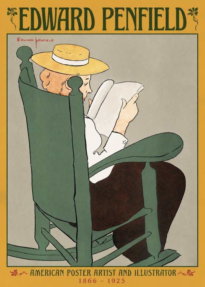 Edward Penfield Reading Woman in a Rocking Chair No3 - Póster