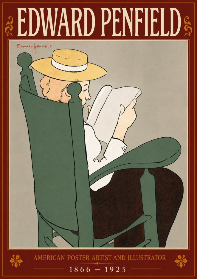 Edward Penfield Reading Woman in a Rocking Chair No6 - Póster