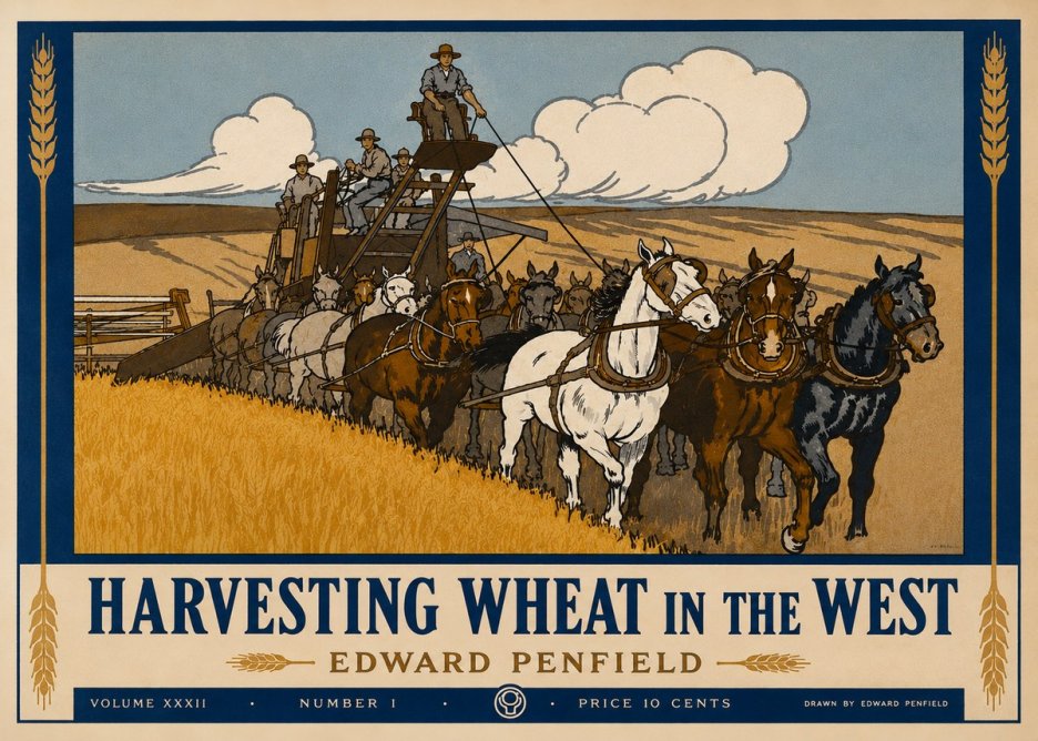 Edward Penfield Harvesting Wheat in the West No3 - Póster