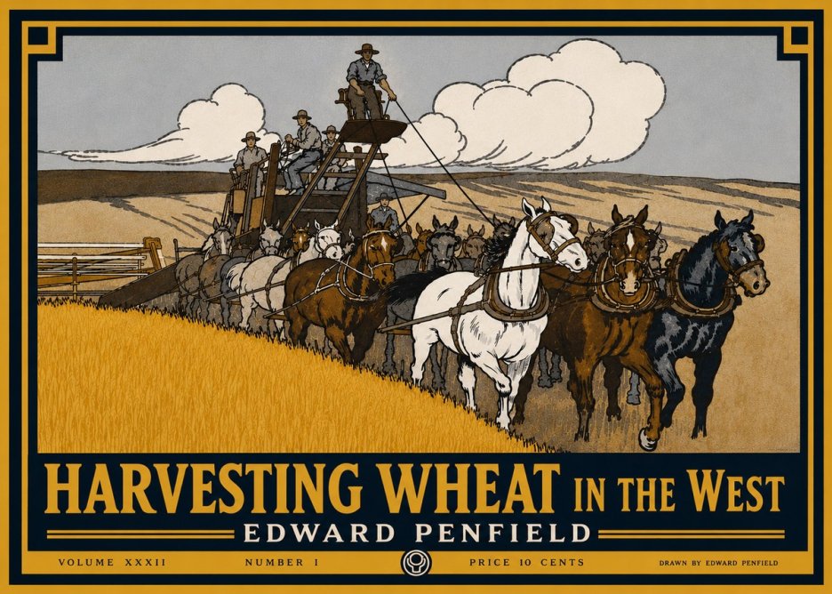 Edward Penfield Harvesting Wheat in the West No5 - Póster