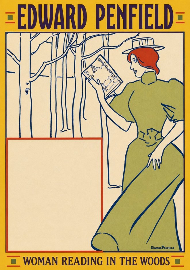 Edward Penfield Woman Reading in the Woods No3 - Póster