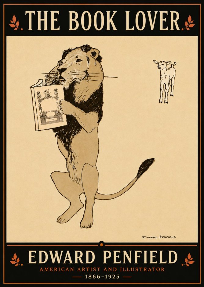 Edward Penfield The Book Lover No3 - Póster