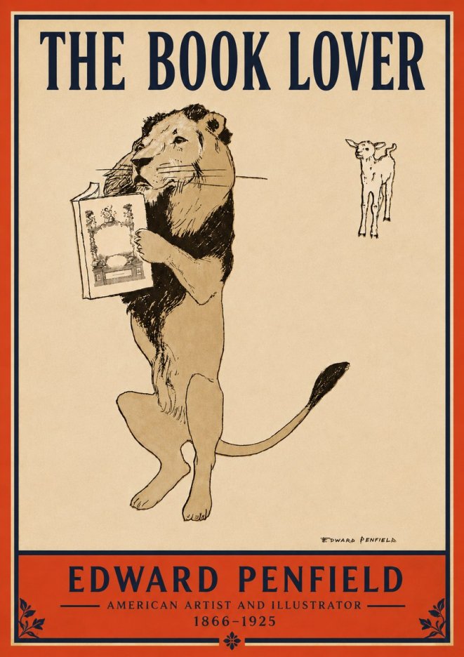 Edward Penfield The Book Lover No4 - Póster