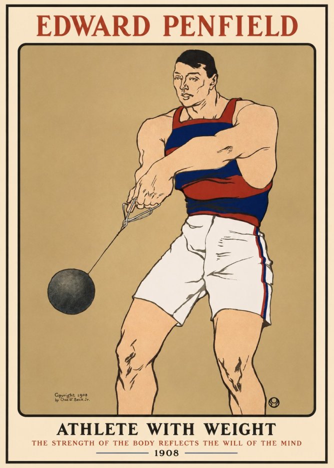 Edward Penfield Athlete with Weight No1 - Póster