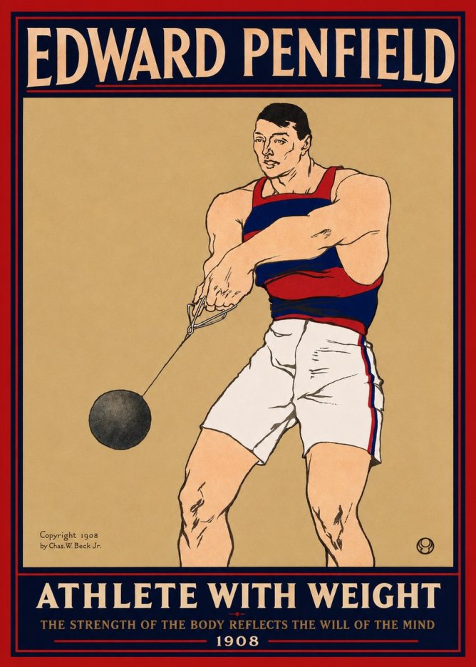 Edward Penfield Athlete with Weight No2 - Póster