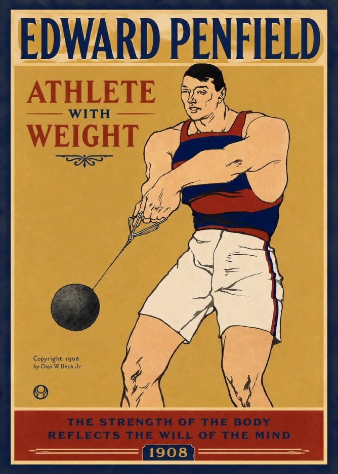 Edward Penfield Athlete with Weight No3 - Póster