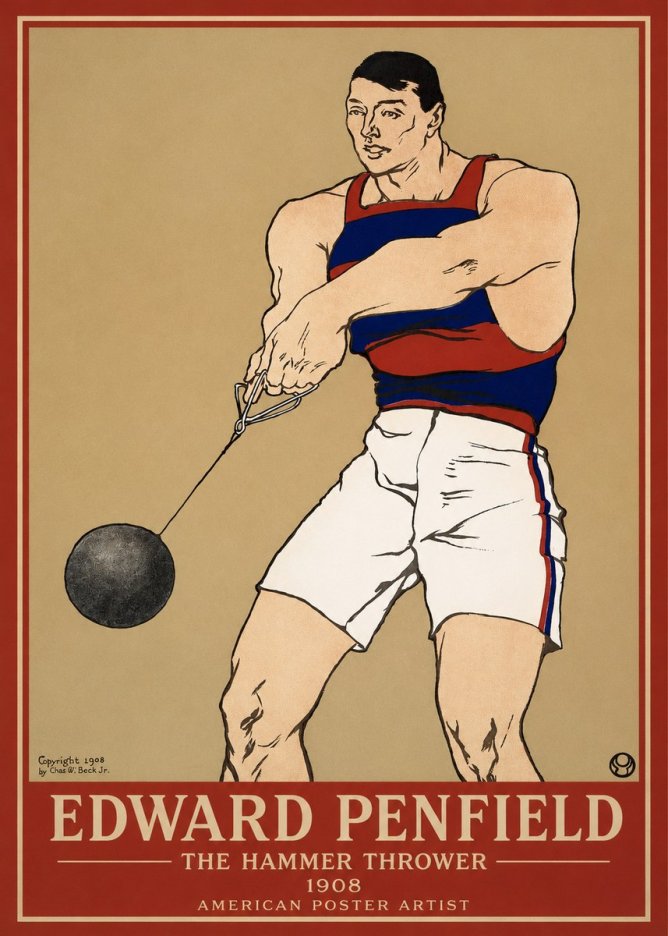 Edward Penfield Athlete with Weight No4 - Póster