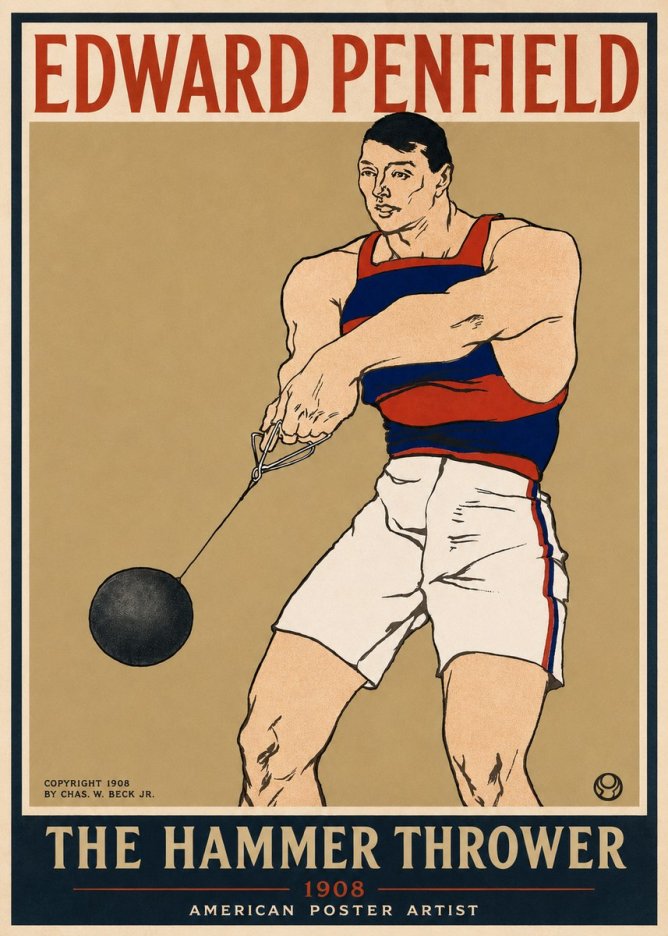 Edward Penfield Athlete with Weight No6 - Póster