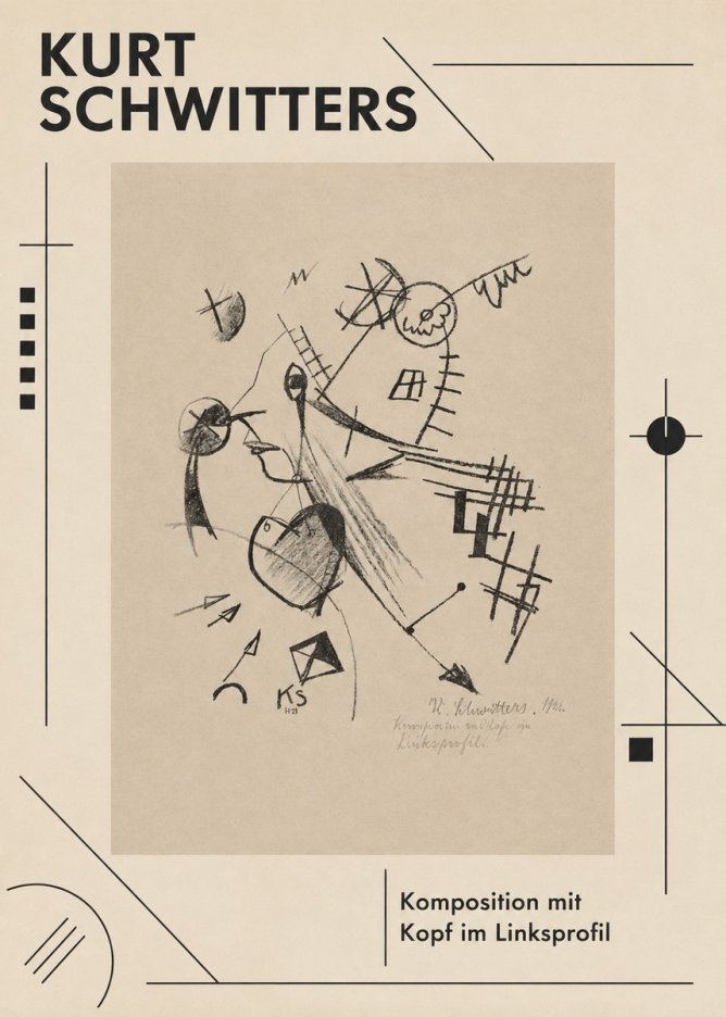 Kurt Schwitters Komposition Mit Kopf Im Linksprofil No1 - Póster